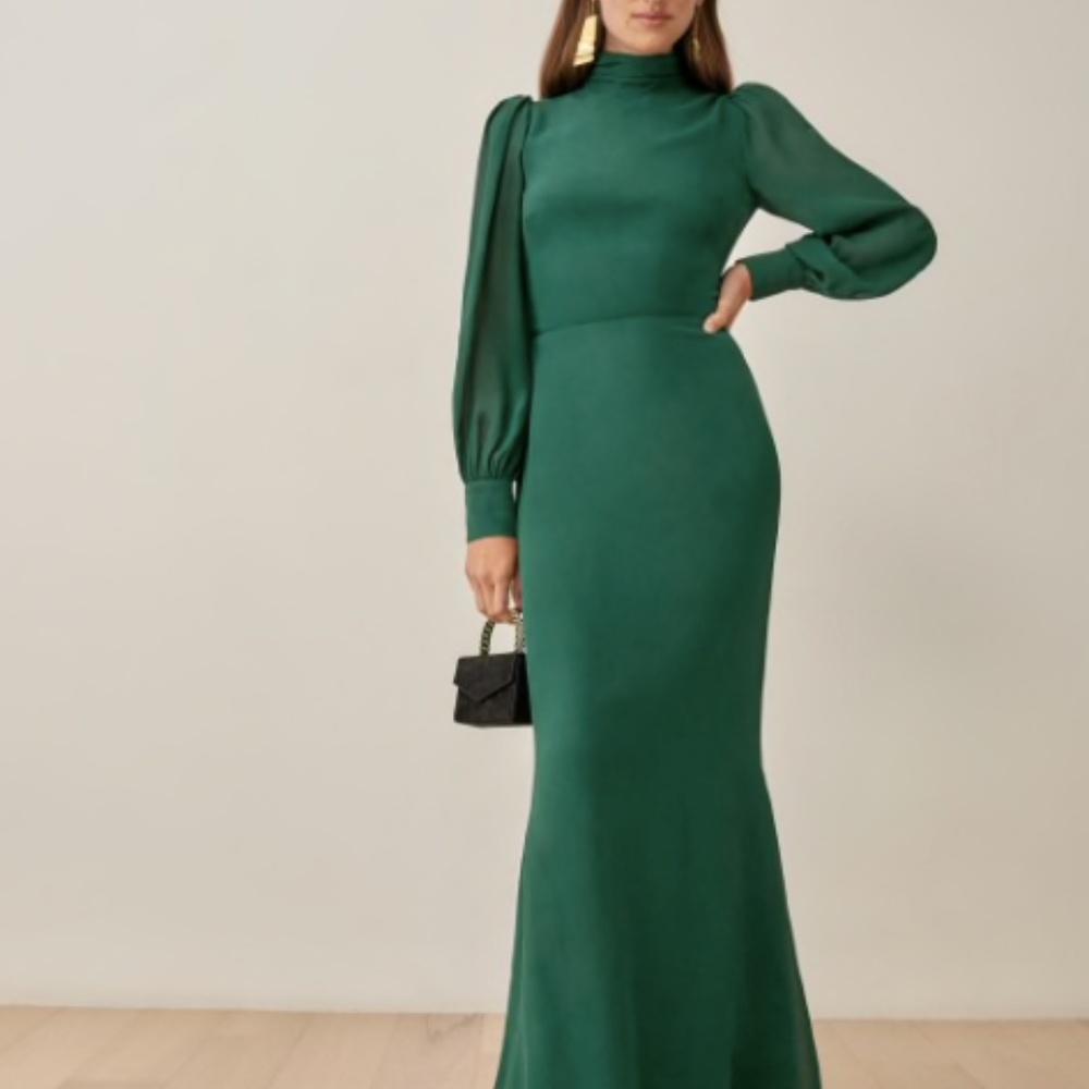 Reformation Green Emerald Midleton Dress